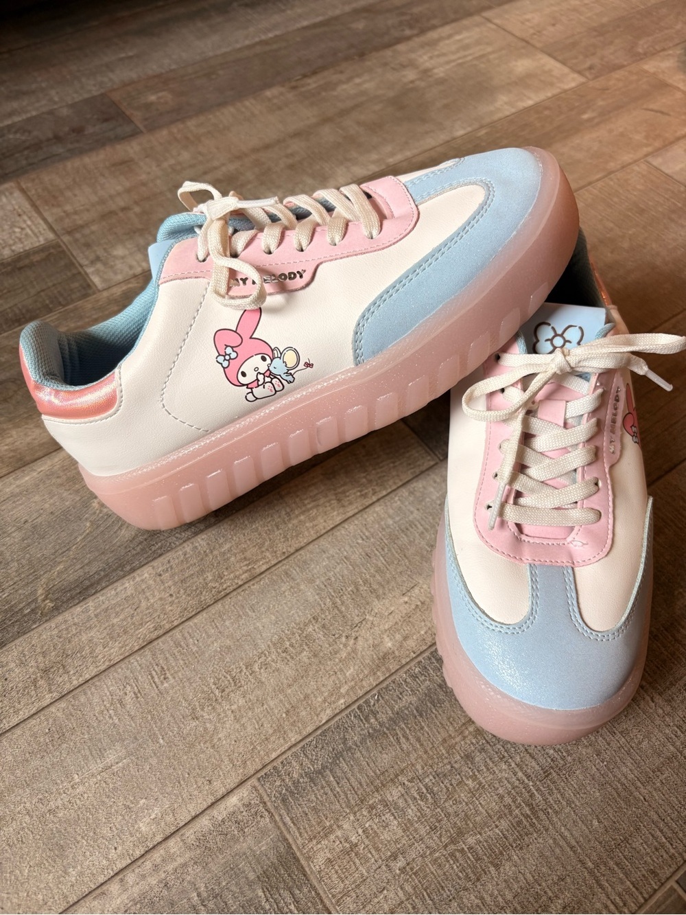 Sanrio My Melody Pastel Pink Blue White Sneakers US size 6 - Picture 2 of 13